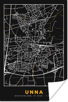 Poster Duitsland – Black and Gold – Unna – Stadskaart – Kaart – Plattegrond - 80x120 cm