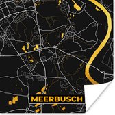 Poster Black and Gold – Stadskaart – Meerbusch – Duitsland – Plattegrond – Kaart - 75x75 cm