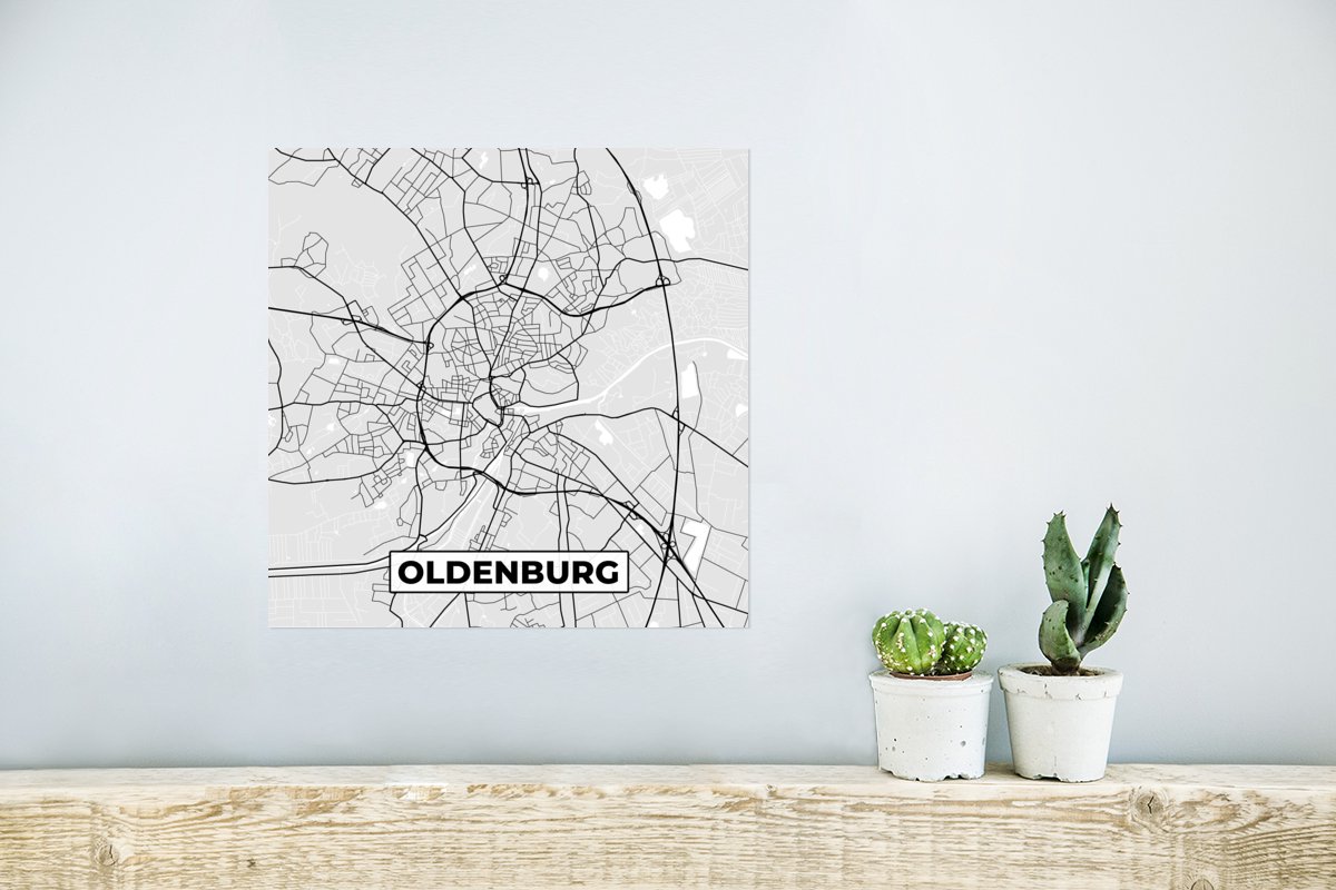 Poster Kaart - Stadskaart - Duitsland - Oldenburg - Plattegrond - 30x30 ...