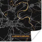 Poster Plattegrond – Ludwigsburg – Goud – Stadskaart – Kaart - Duitsland - 75x75 cm