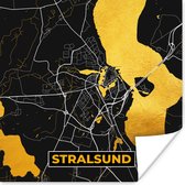Poster Duitsland – Black and Gold – Stralsund – Stadskaart – Kaart – Plattegrond - 50x50 cm