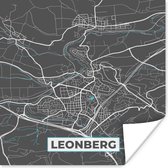 Poster Leonberg – Stadskaart – Blauw – Plattegrond – Stadskaart – Kaart - Duitsland - 50x50 cm
