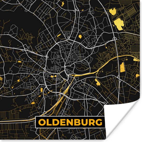 Poster Duitsland - Goud - Stadskaart - Plattegrond - Kaart - Oldenburg ...