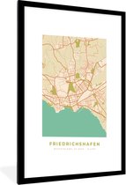 Fotolijst incl. Poster - Friedrichshafen - Kaart - Vintage - Stadskaart - Plattegrond - 60x90 cm - Posterlijst