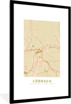 Fotolijst incl. Poster - Stadskaart - Lörrach - Vintage - Kaart - Plattegrond - 60x90 cm - Posterlijst