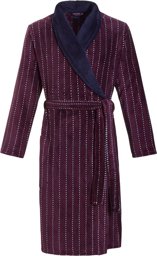 Bordeaux rode heren badjas met streepdessin-s