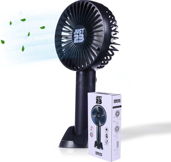 JUST23 Elektrisch Draagbare Hand Ventilator met licht - Zwart - Mini Bureau  Waaiers -... | bol.com
