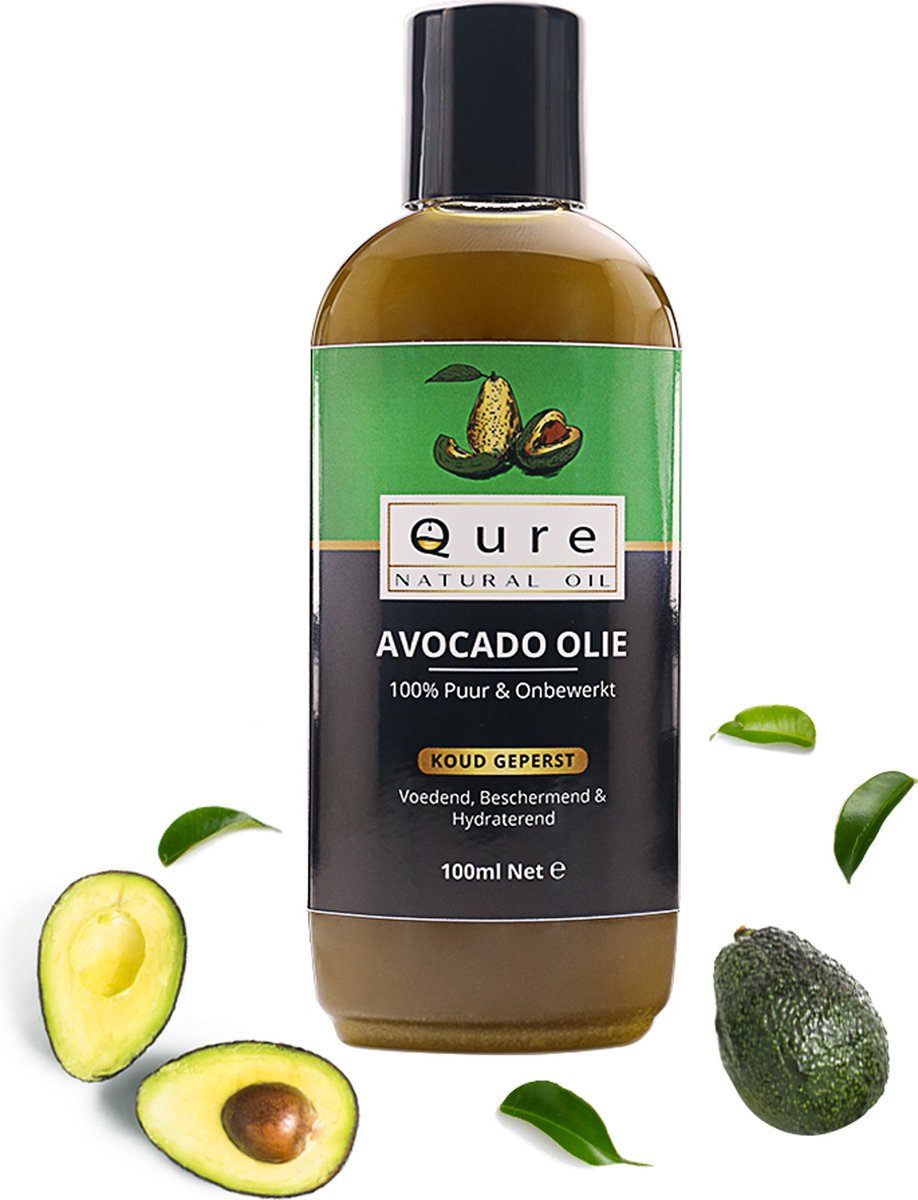 Avocado Olie 100ml| 100% Puur & Onbewerkt | Foodgrade Koudgeperst en niet geraffineerde Avocado Olie voor Haar, Huid en Lichaam - Qure Natural Oil