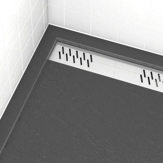 Receveur de douche Aurlane 120x90cm - gris acrylique renforcé effet pierre - antidérapant - METEORA RECTANGLE LINEAR 120-90