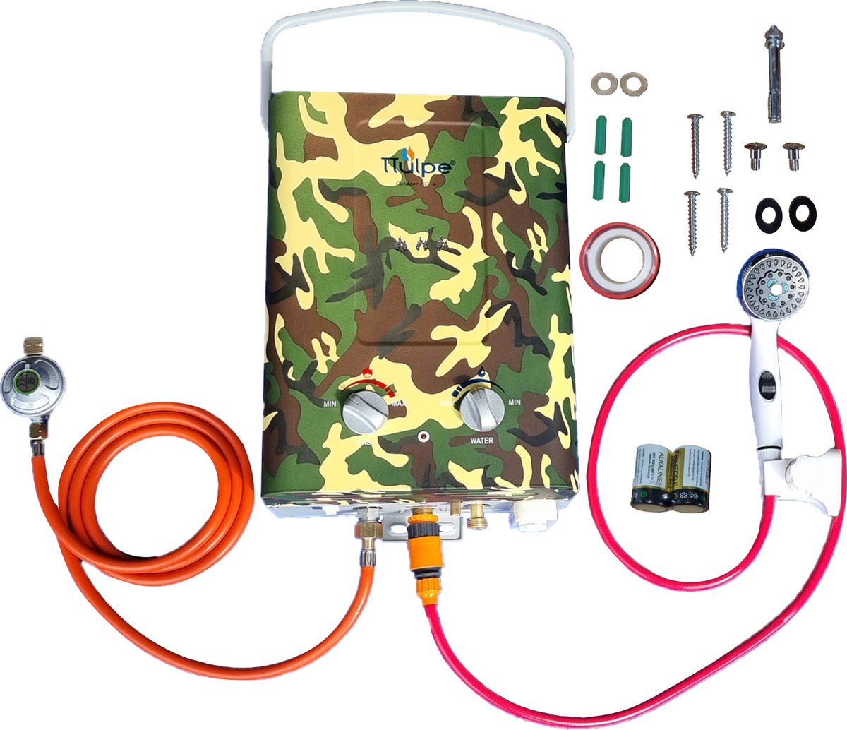 TTulpe Outdoor HD-6 P37 camo draagbare campinggeiser, propaan ErP/NOx