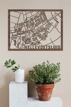 Houten Stadskaart Hellevoetsluis Notenhout 50x70cm Wanddecoratie Voor Aan De Muur City Shapes