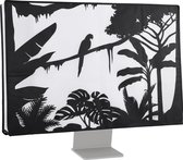 kwmobile housse pour moniteur 31-32" - housse de protection pour écran - design silhouette jungle - noir / blanc