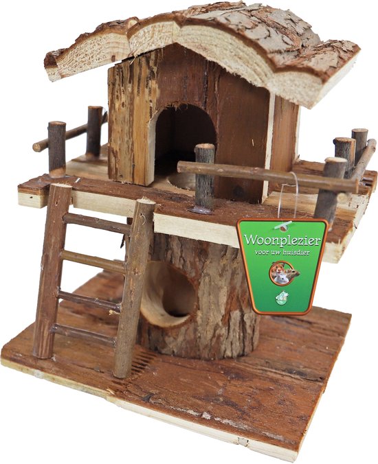 Boon hamsterhuis boomhut natural - 18 x 18 x 20,5cm
