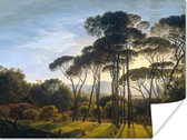 Poster Italiaans landschap met parasoldennen - Kunst - Oude meesters - 40x30 cm