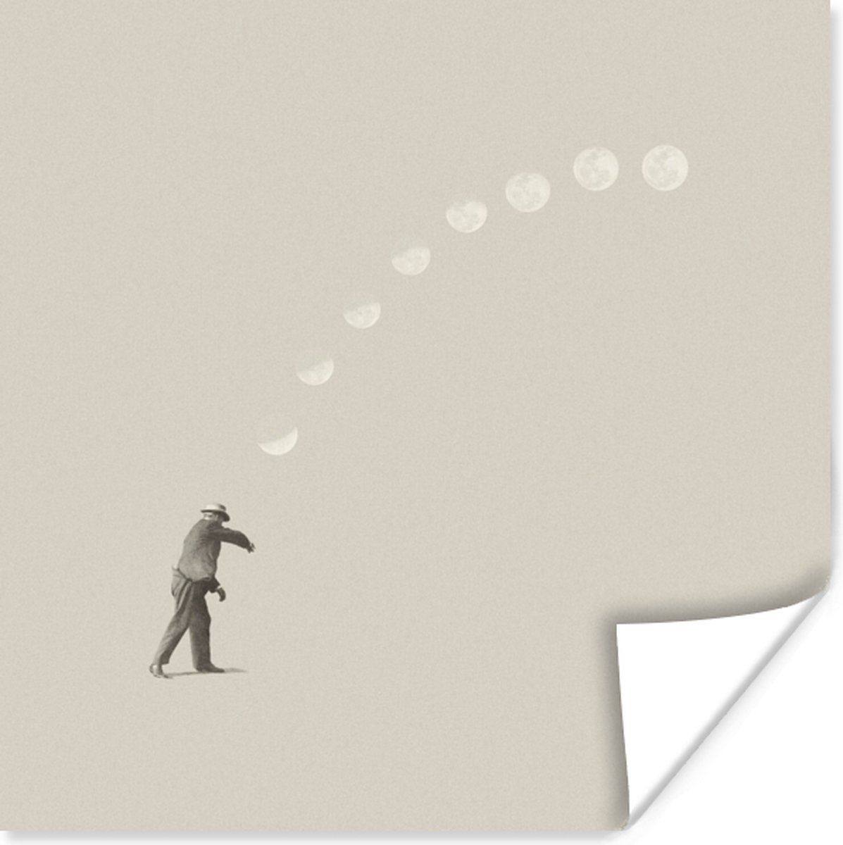 Poster Vintage - Maan - Man - 50x50 cm