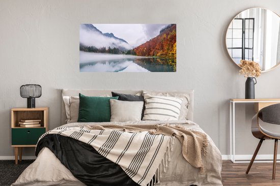 Poster Herfst - Mist - Water - Landschap - 120x60 cm