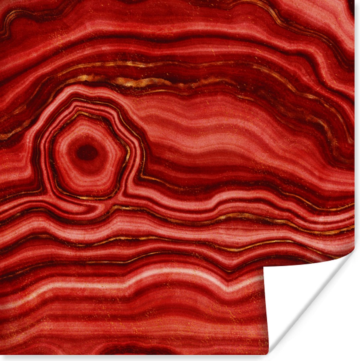Poster Rood - Agaat - Edelstenen - 75x75 cm