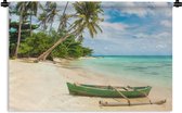 Wandkleed - Wanddoek - Strand - Kano - Palmboom - Tropical - 180x120 cm - Wandtapijt