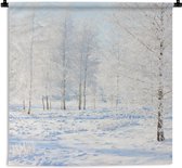 Wandkleed - Wanddoek - Sneeuw - Bomen - Winter - 60x60 cm - Wandtapijt