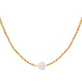 Ketting Heart Beads- Roze- hart- goud- Valentijnsdag