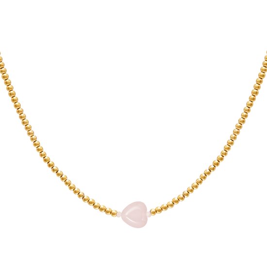 Ketting Heart Beads- Roze- hart- goud- Valentijnsdag