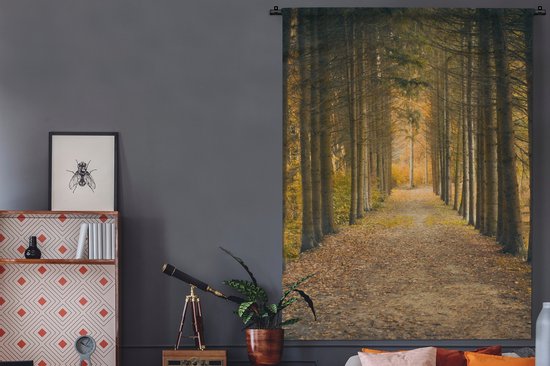 Tenture murale - Toile murale - Chemin - Arbres - Forêt - 150x200 cm - Tapisserie