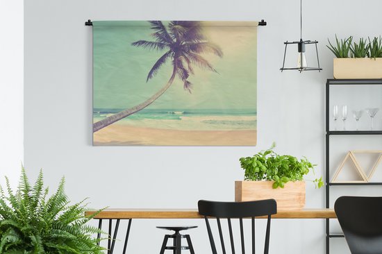 Tenture murale - Tissu mural - Rétro - Palmier - Soleil - Été - 120x90 cm - Tapisserie murale