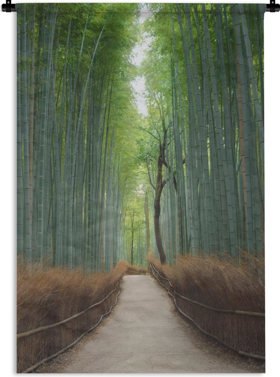 Tenture murale - Tissu mural - Bamboe - Chemin - Forêt - 90x135 cm -  Tapisserie