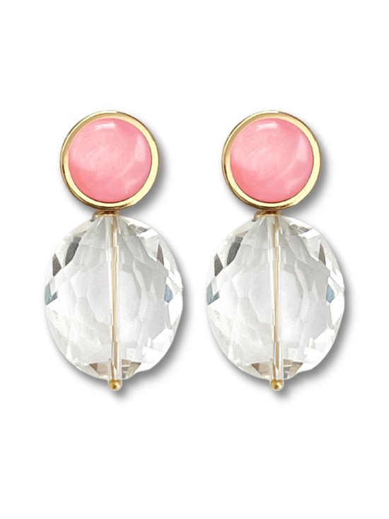 Zatthu Jewelry - N22SS471 - Iske oorbellen met kristal en roze steen