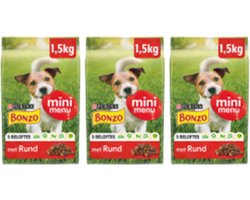 3x Bonzo (Friskies) Droog Mini Menu Rund - Hondenvoer - 1.5kg