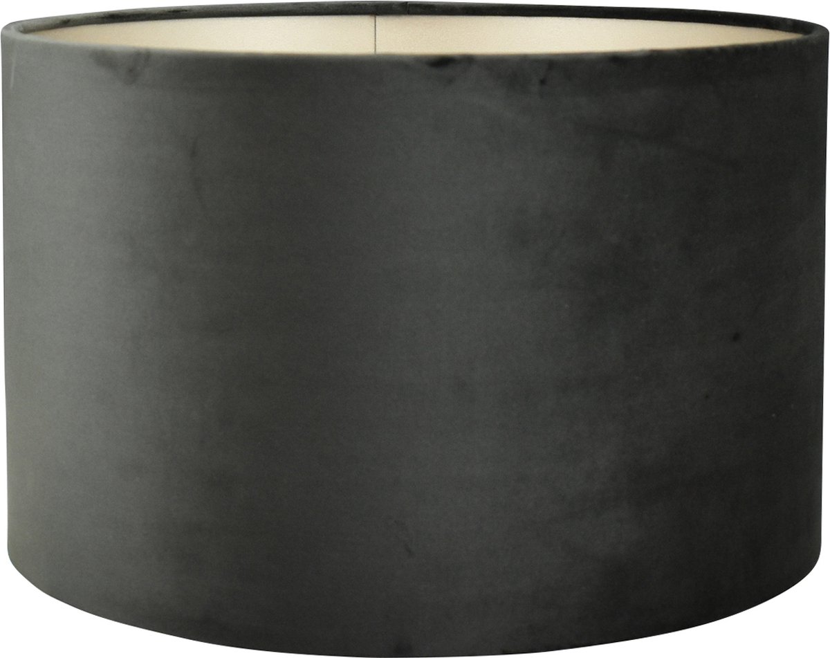 Lampenkap Cilinder - 35x35x22cm - Alice velours zwart - taupe binnenkant