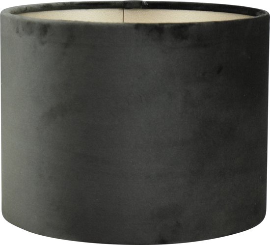 Abat-jour Cylindre - 25x25x16cm - Alice velours noir - intérieur taupe