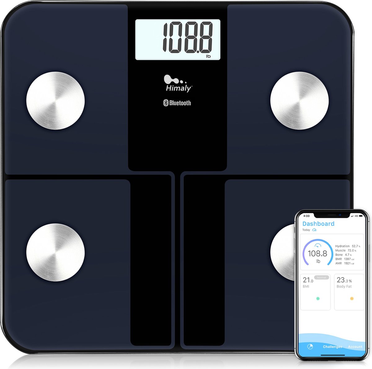 Himaly Body Fat Scale Persoonlijke weegschaal Digitale met APP