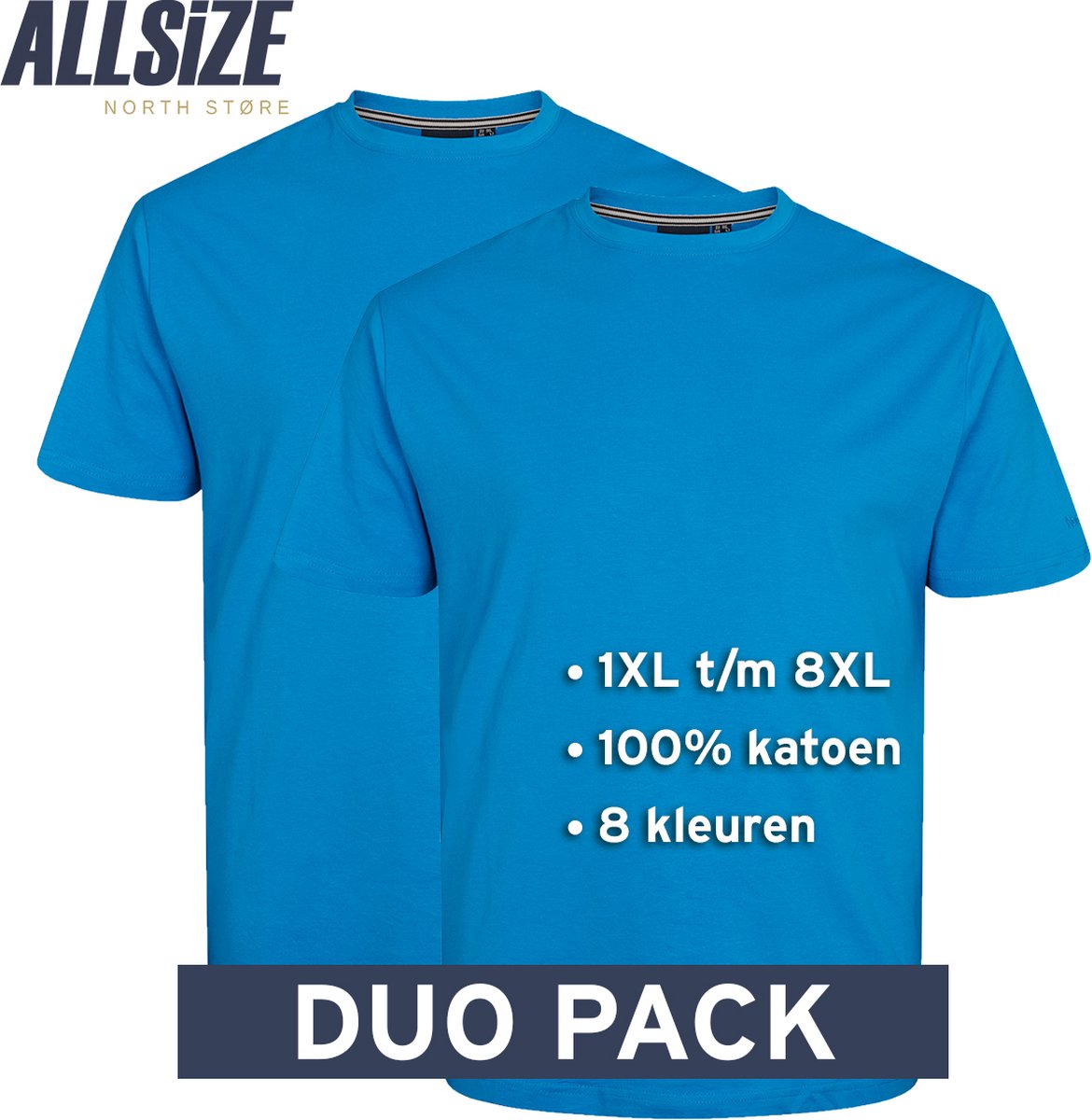 North 56°4 T-Shirts | Blauw | 3XL | 2-Pack | Ronde Hals