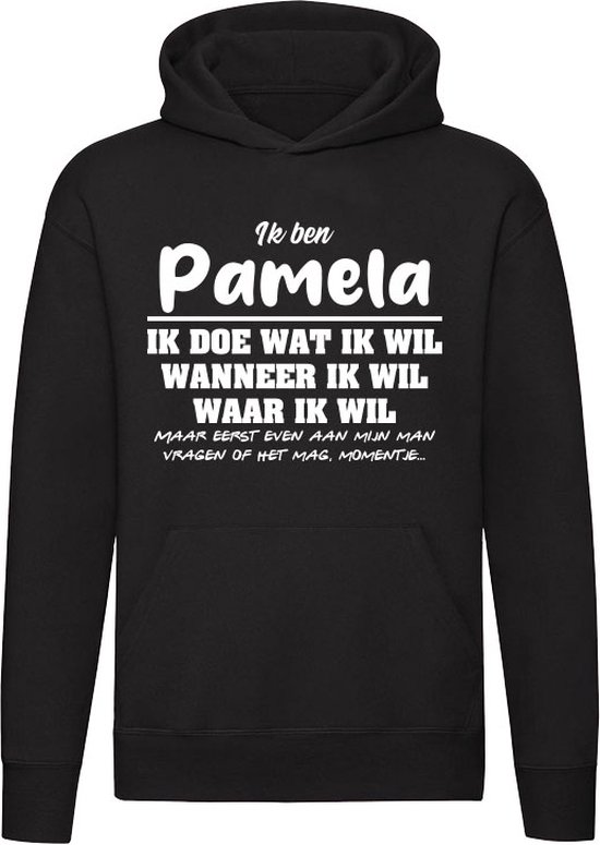 Pamela | verjaardagkado | verjaardag kado | cadeau | grappig | jarig | Unisex | Trui | Sweater | Hoodie | Capuchon | Zwart