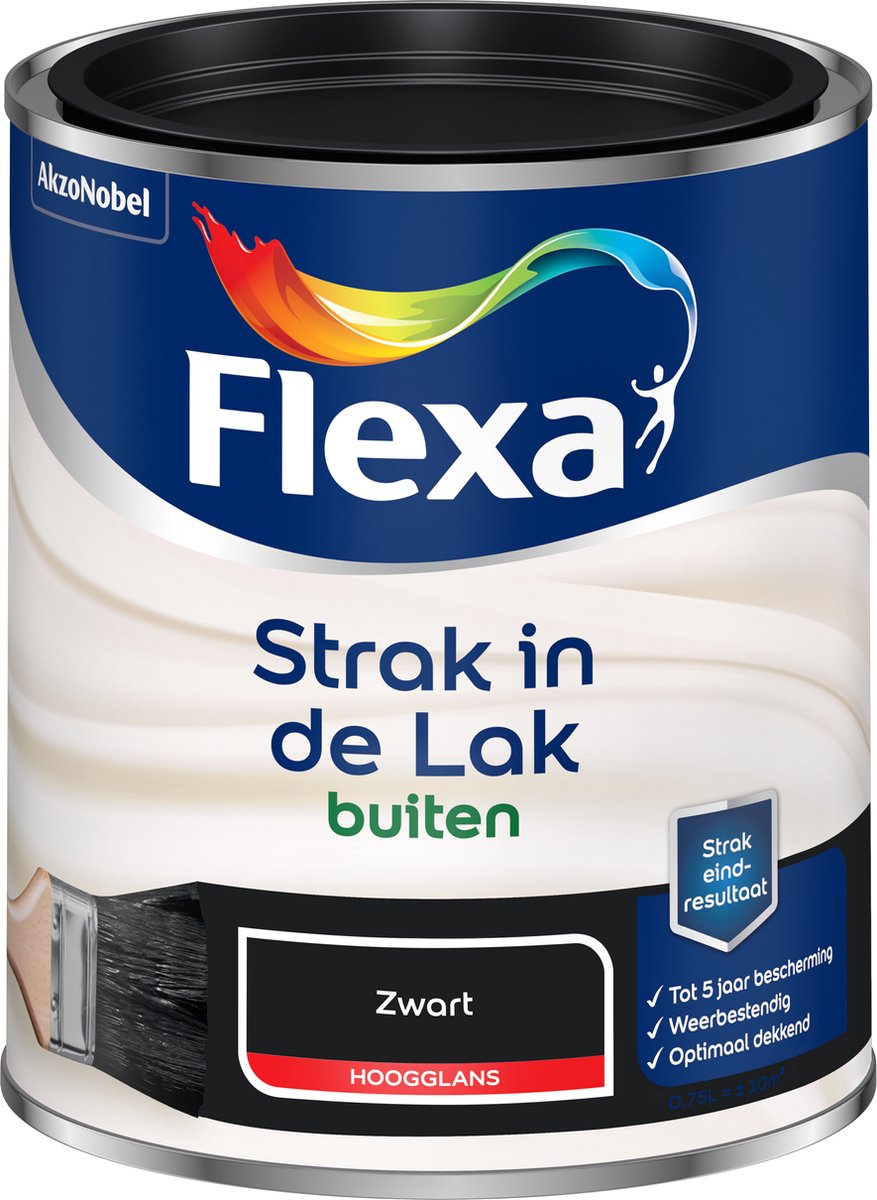 Flexa Strak in de Lak Hoogglans - Buitenverf - Zwart - 0,75 liter