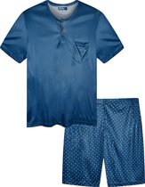 Heren pyjama shortama Gianvaglia effen blauw M