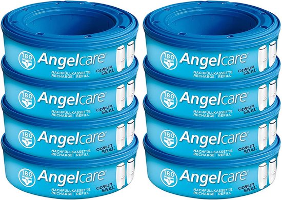 Foto: Angelcare luieremmer navullingen 8 cassettes navulcassette cartouche poubelle a couche