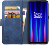 Rosso Element Book Case Wallet Hoesje Geschikt voor OnePlus Nord CE 2 | Portemonnee | 3 Pasjes | Magneetsluiting | Stand Functie | Blauw