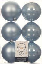 Decoris Kerstballen - 6 stuks - kunststof - lichtblauw - 8 cm