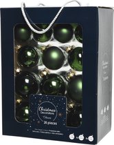 Decoris Kerstballen - 26 stuks - glas - donkergroen - 5-6-7 cm