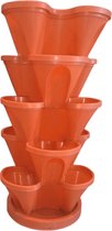 Useme trio plantenpot - Stapelbaar - Terracotta kleur - Inclusief bodem - 5 niveaus