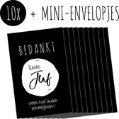 10x Minikaartjes + Mini-envelopjes | BEDANKT LIEVE JUF | kleine kaartjes met kraft enveloppen