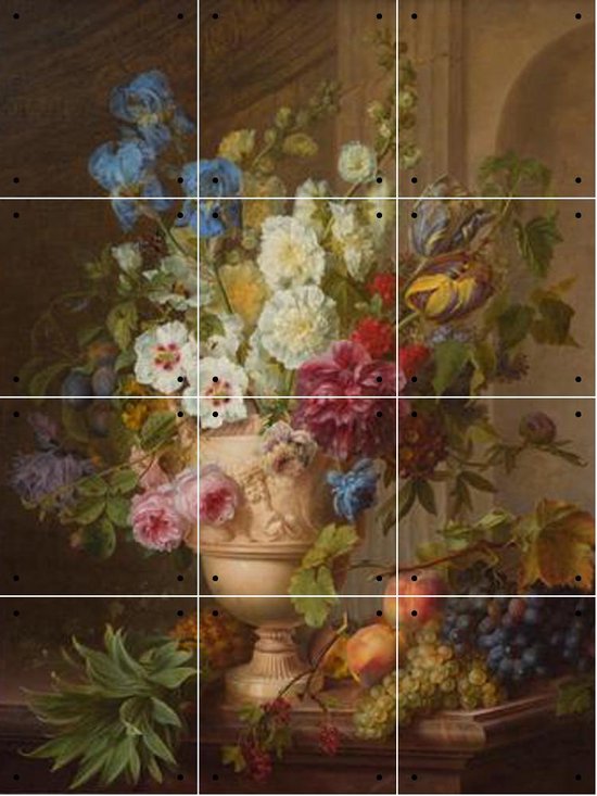 IXXI Fleurs dans un vase en albâtre et fruits sur un plateau en marbre - Gerard van Spaendonck - Décoration murale - 80 x 60 cm