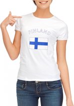 Wit dames t-shirt met vlag van Finland L