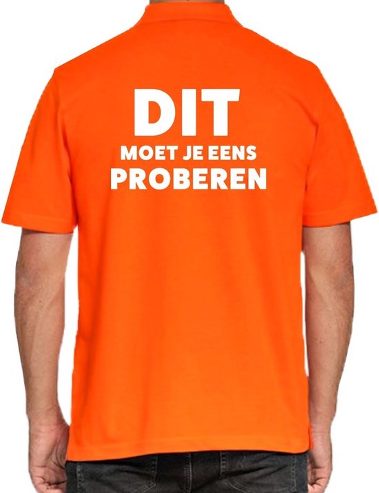 Dit moet je eens proberen beurs/evenementen polo shirt oranje