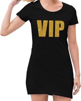 VIP tekst jurkje met gouden glitter letters voor dames Zwart jersey jurkje 38 bol