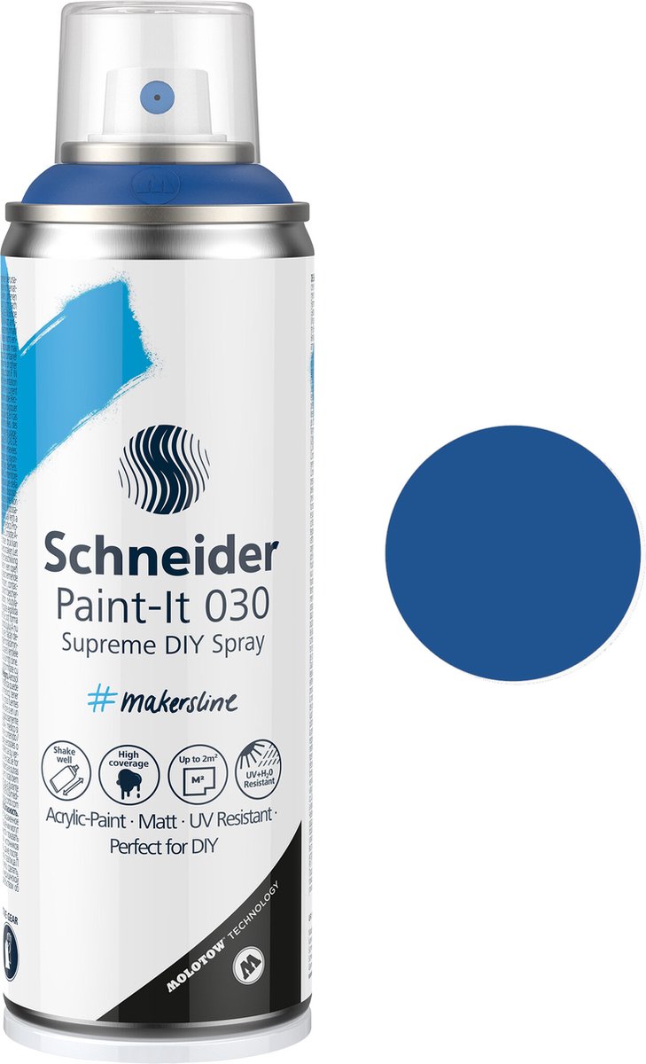 Schneider spuitbus verf - Paint-It 030 - DIY spuitverf - acrylverf - 200ml - blauw - S-ML03050025