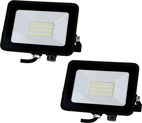 LED bouwlamp zwart - Voordeelset 2 stuks - 30W - 2400 lumen - Met beugel