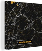 Canvas Schilderij Stadskaart – Plattegrond – Duitsland – Goud – Baden Baden – Kaart - 20x20 cm - Wanddecoratie